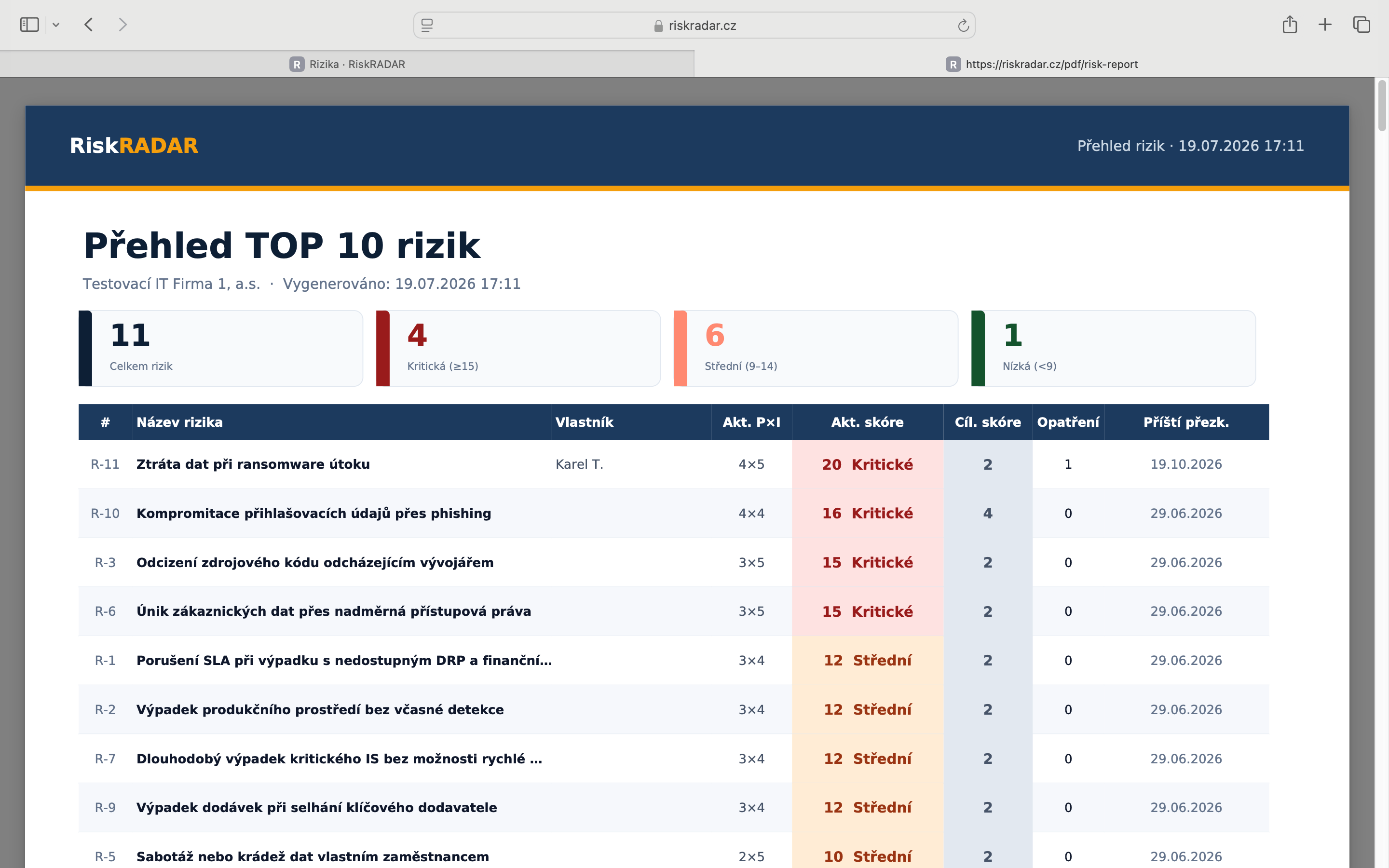 PDF report rizika